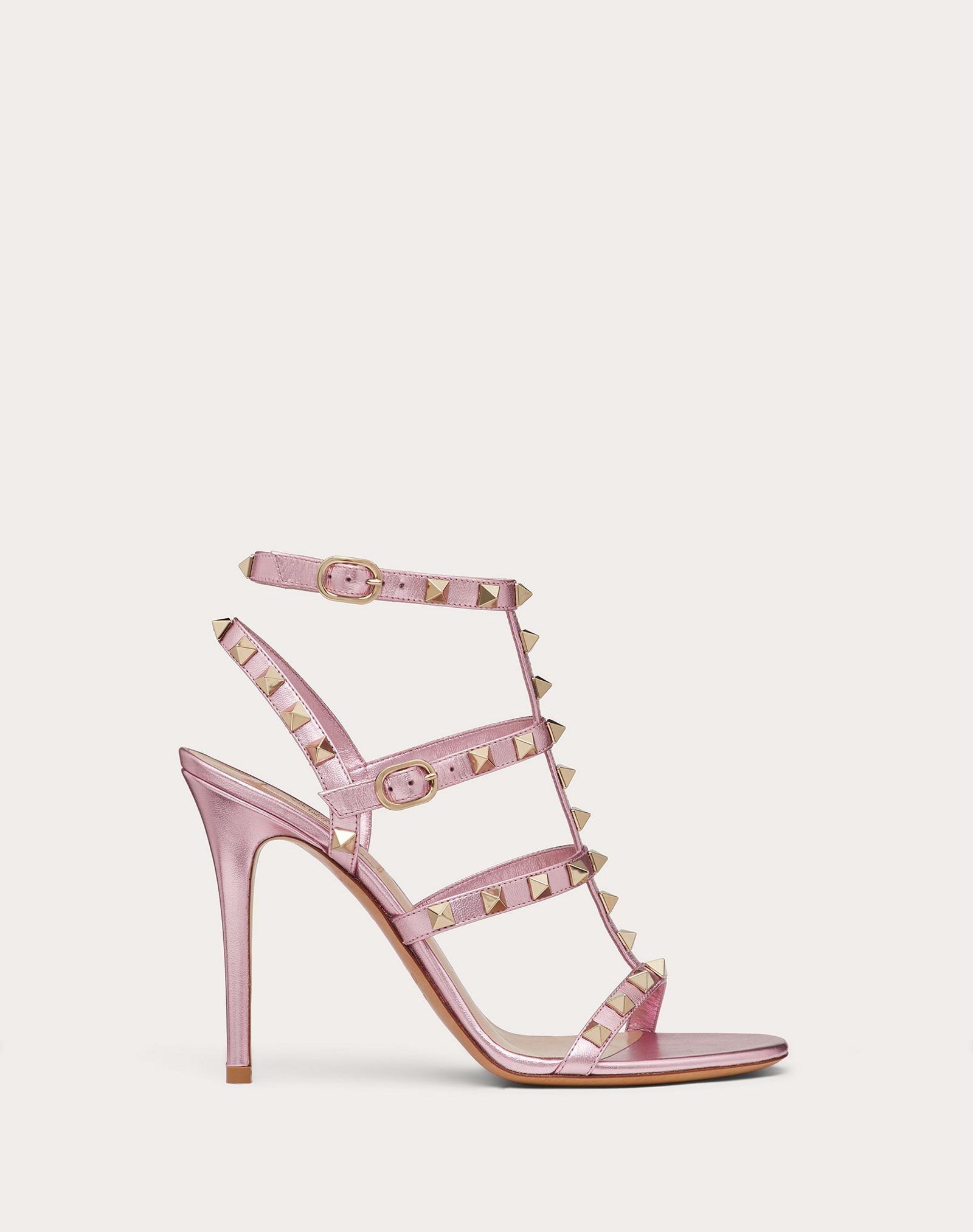 Rockstud Laminated Nappa Ankle Strap Sandal 100 mm / 3.9 in. - 1