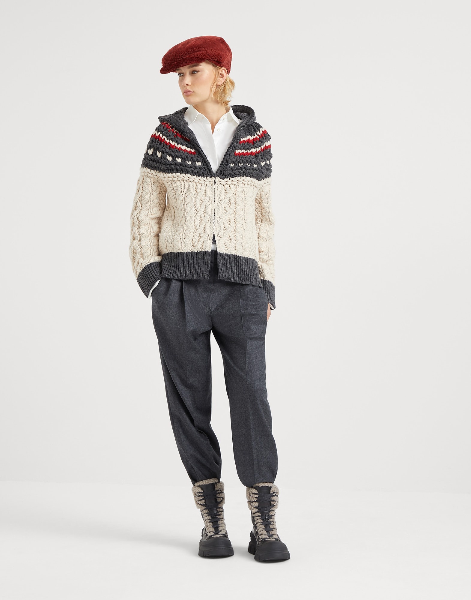 Virgin wool flannel sartorial baggy trousers - 4