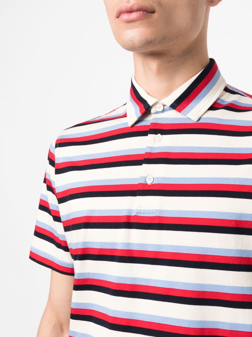 stripe-print cotton polo shirt - 5