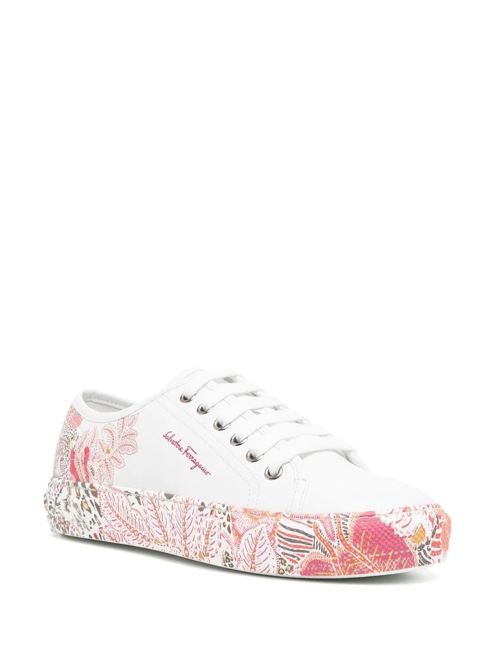 floral-print lace-up sneakers - 2