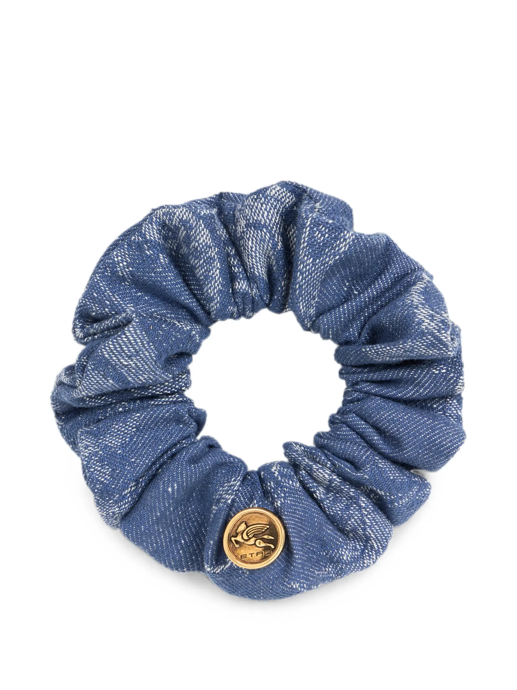 Etro COTTON AND LINEN JACQUARD DENIM SCRUNCHIE WITH LEAFY MOTIF - 1
