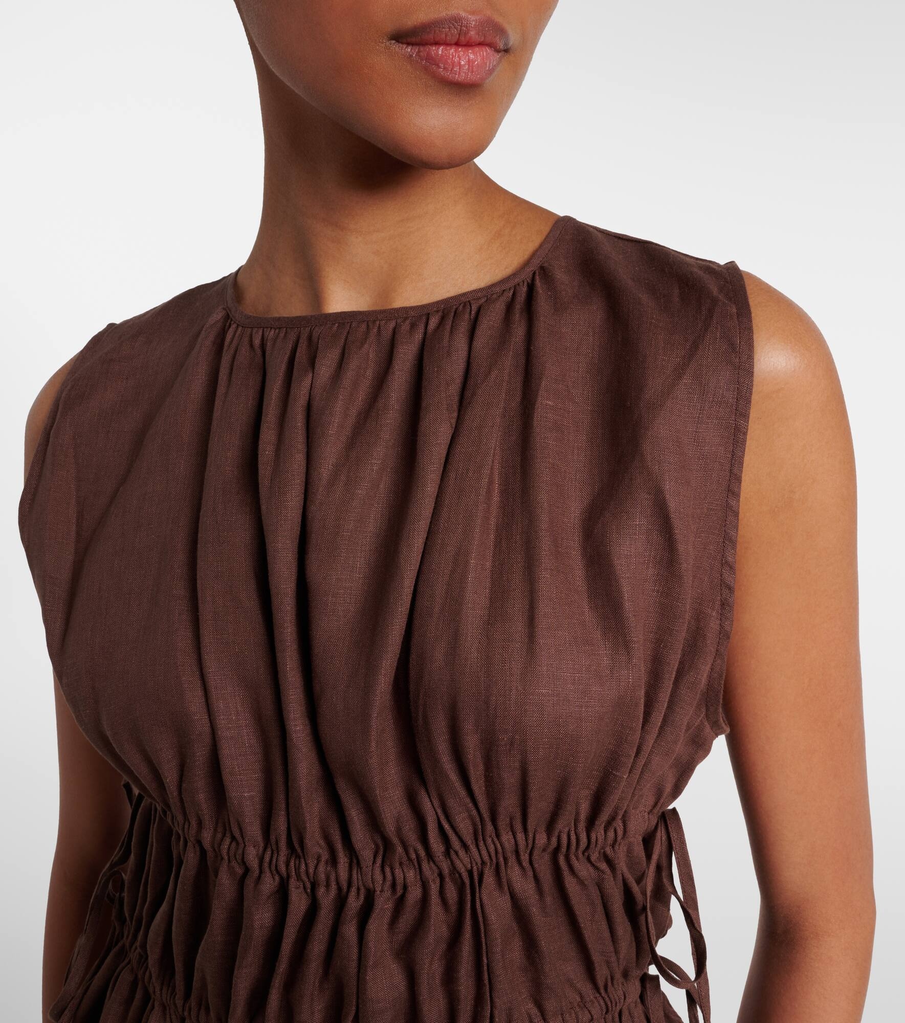 Gathered linen minidress - 4