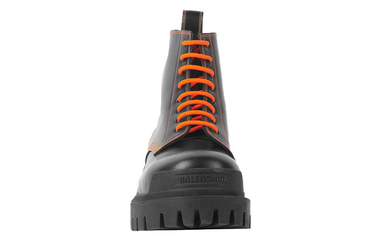 Balenciaga Strike 20mm Lace-up Martin Boots Black/Orange 589338WA9641075 - 2