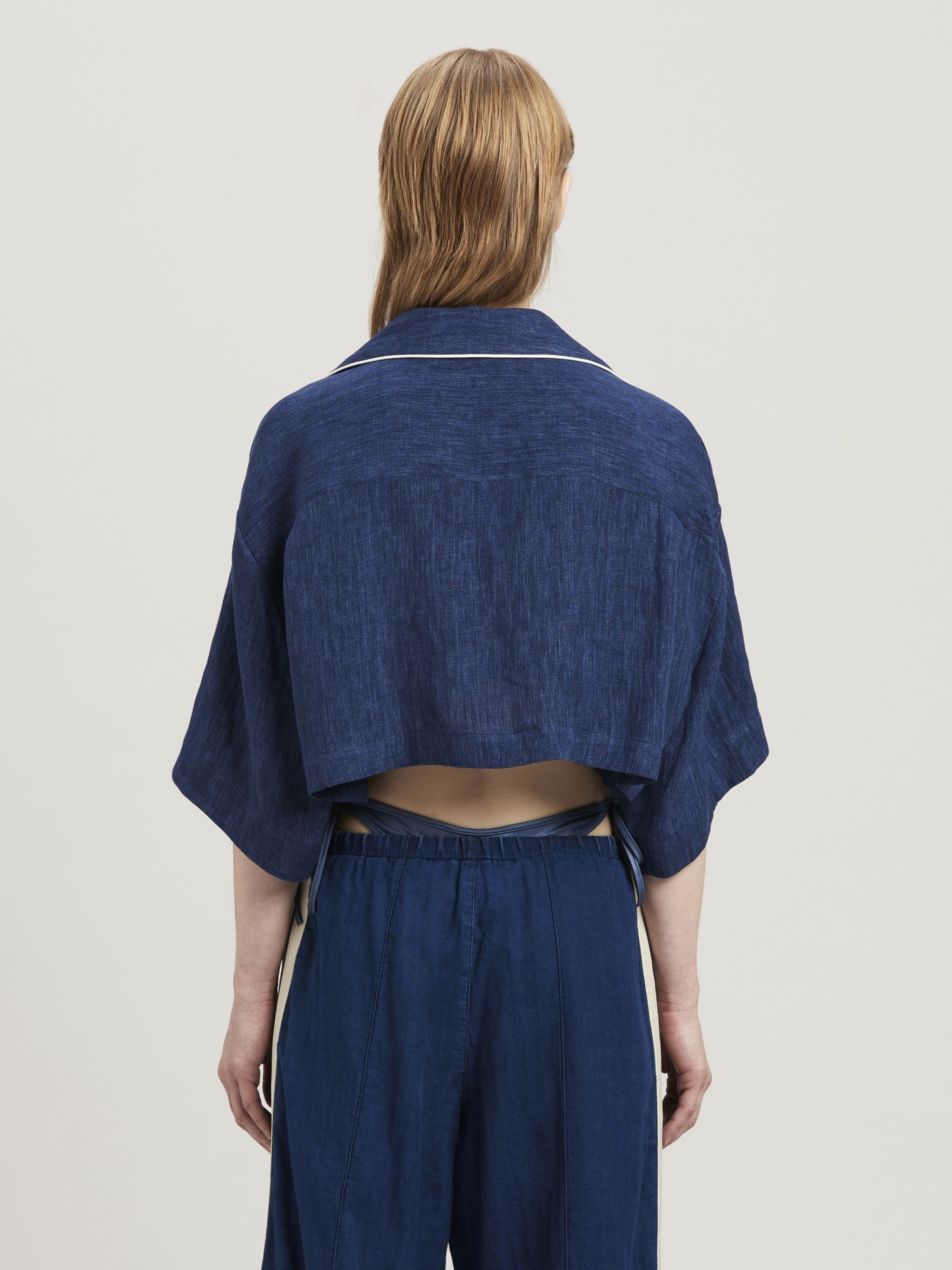 トップス Palm Angeles Monogram Linen Denim Crop Palm Angeles Monogram Linen Denim Crop