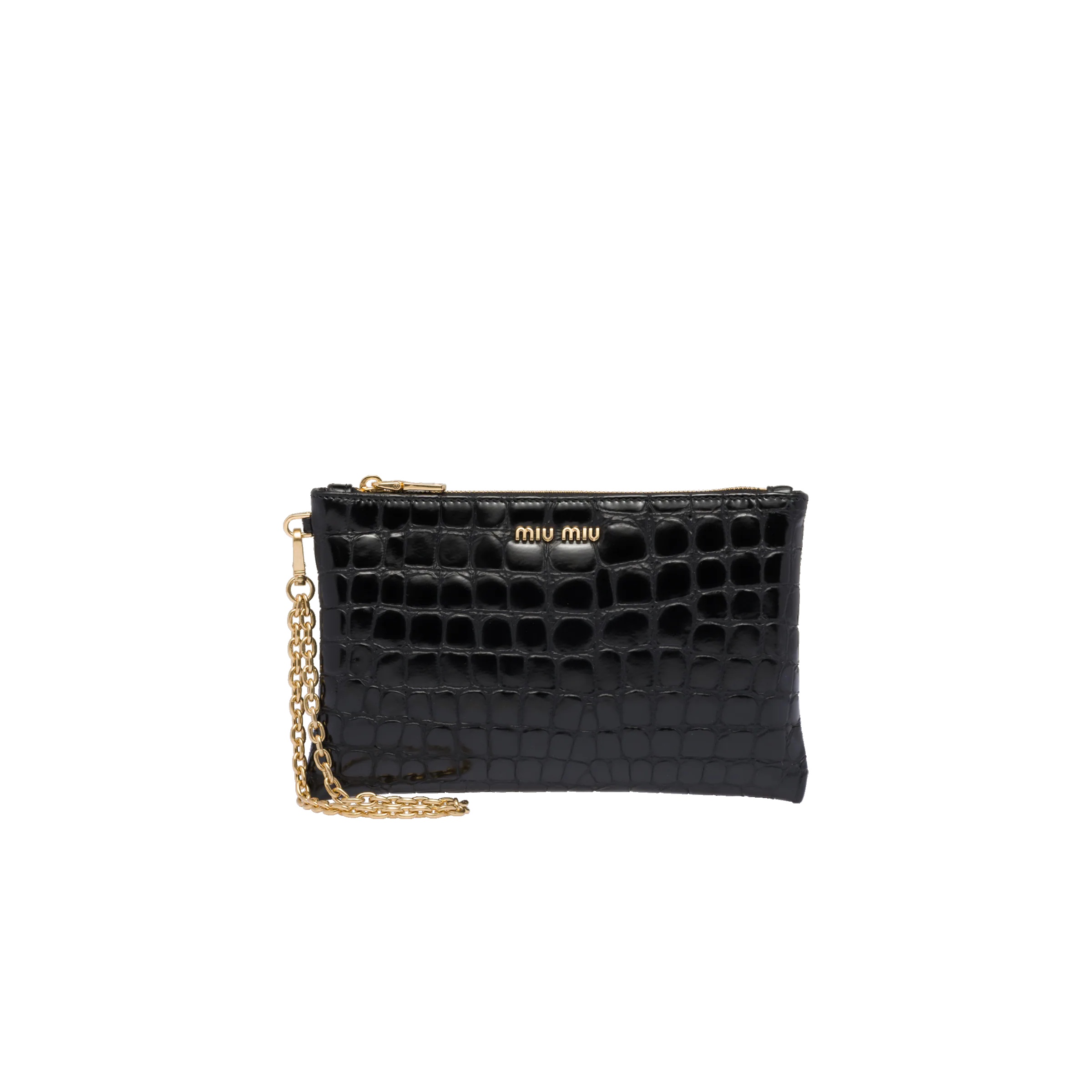 Croco-print leather pouch - 1