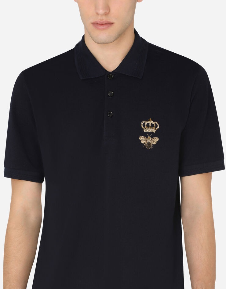 Cotton piqué polo-shirt with lurex embroidery - 5