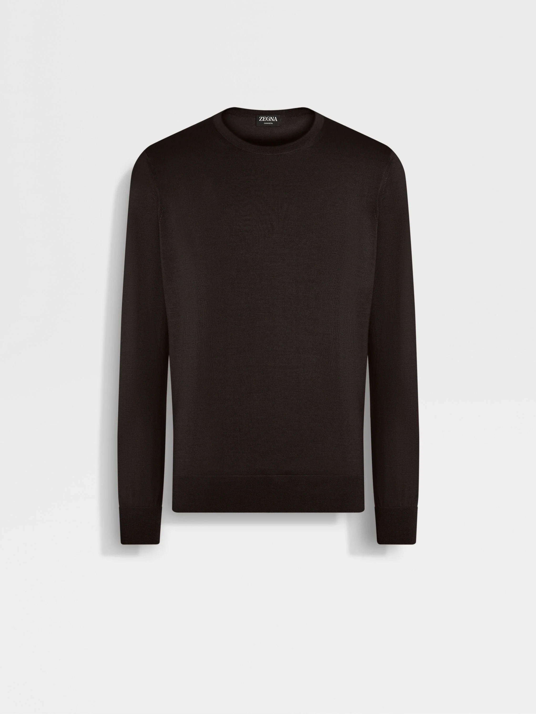 DARK BROWN MÉLANGE CASHSETA CREWNECK - 1