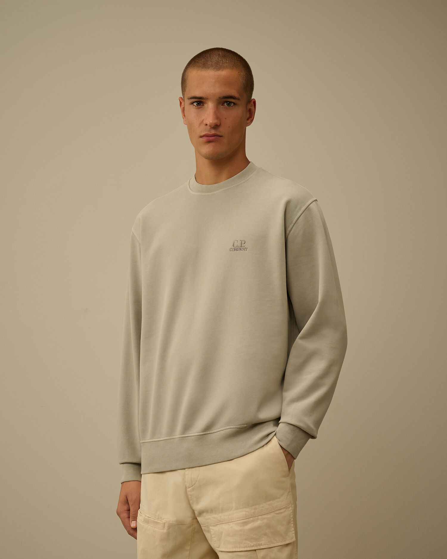 Brushed and Emerized Diagonal Fleece Crewneck Logo Sweatshirt - 3