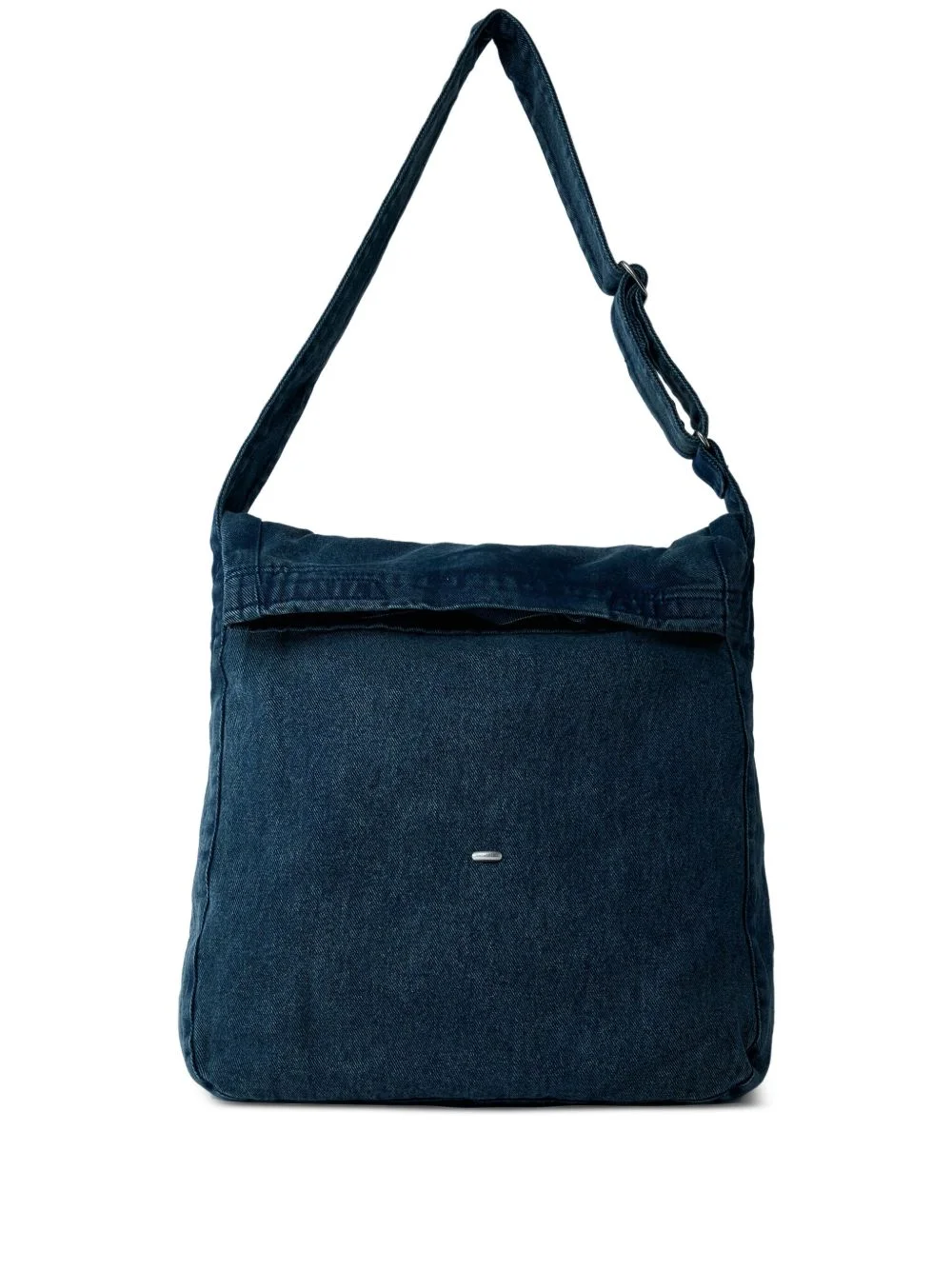 fold-over denim messenger bag - 1
