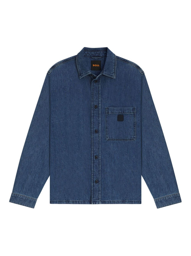 BOSS patch-pocket denim shirt outlook