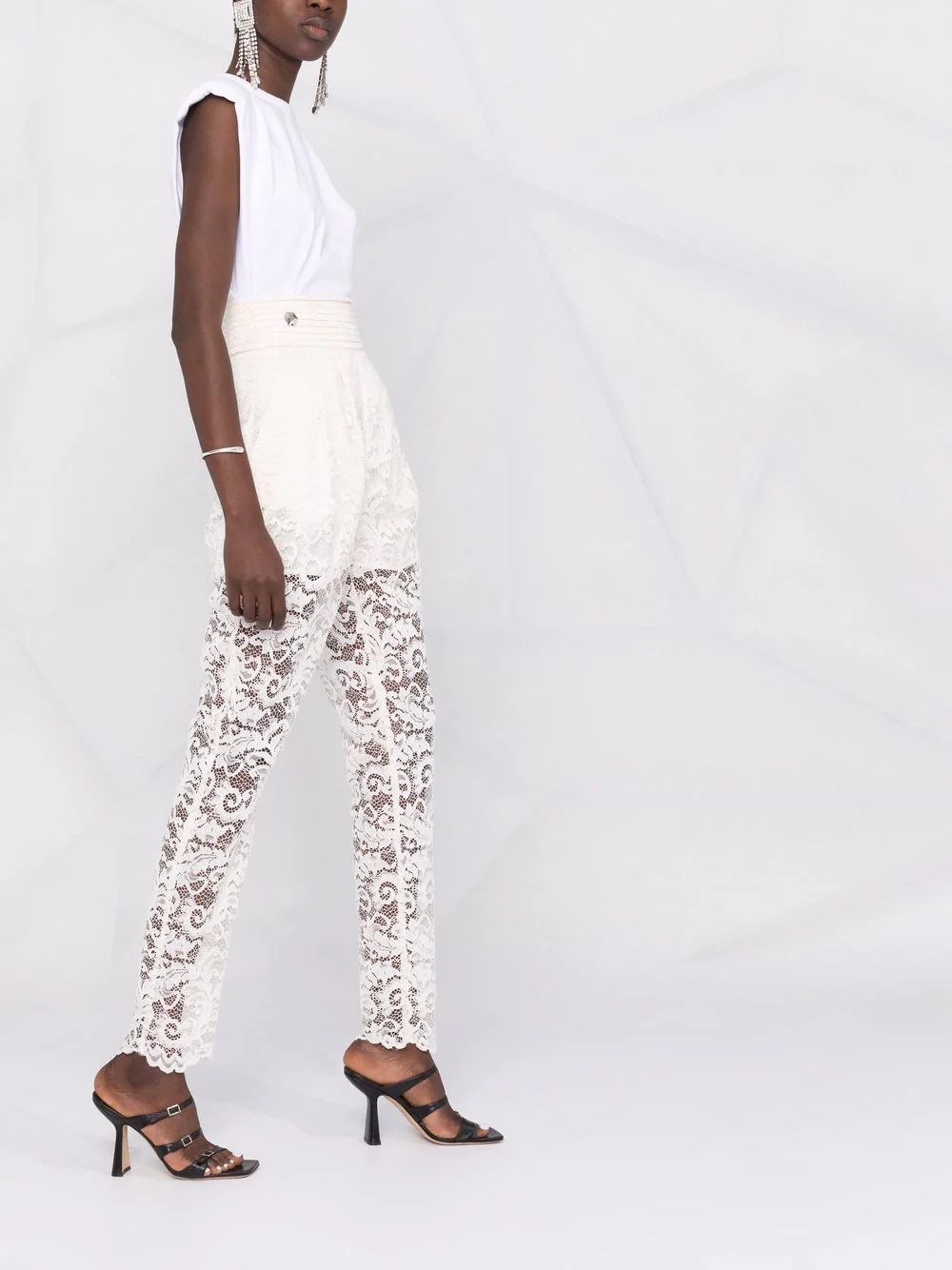 straight-leg lace trousers - 6