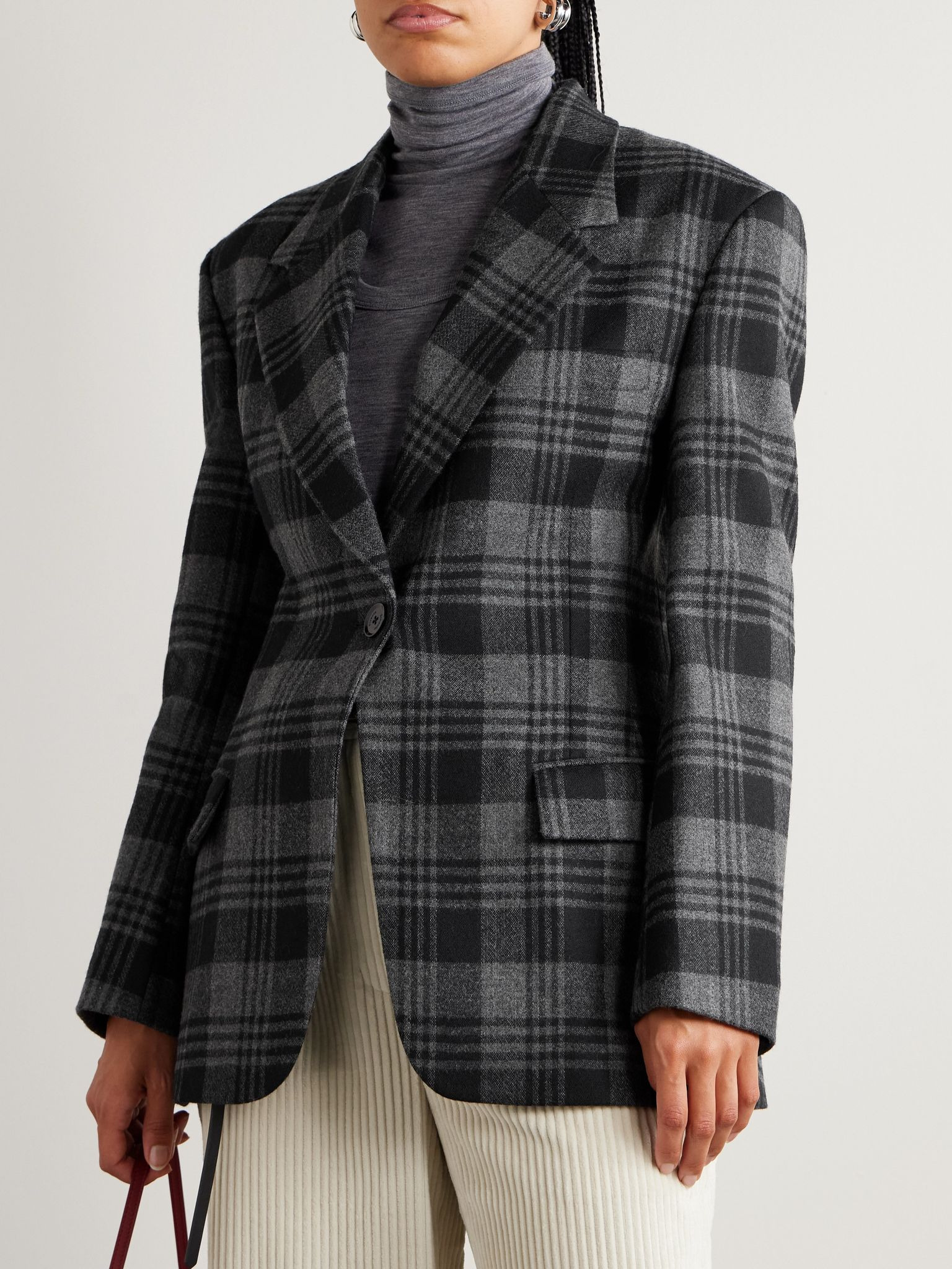 Daria checked wool blazer Gray - 3
