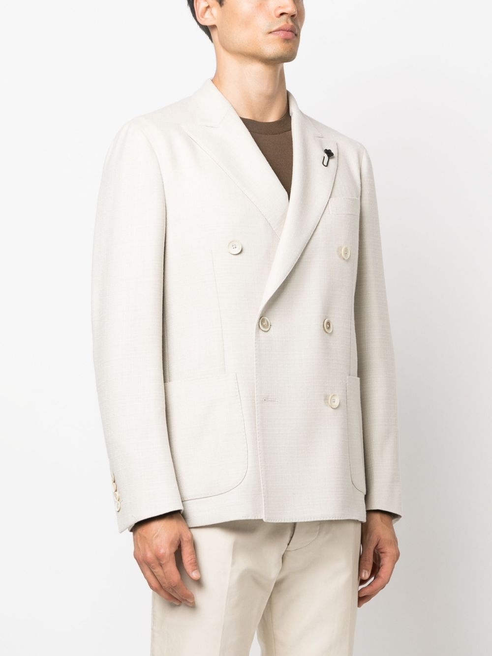peak-lapel double-breasted blazer - 3