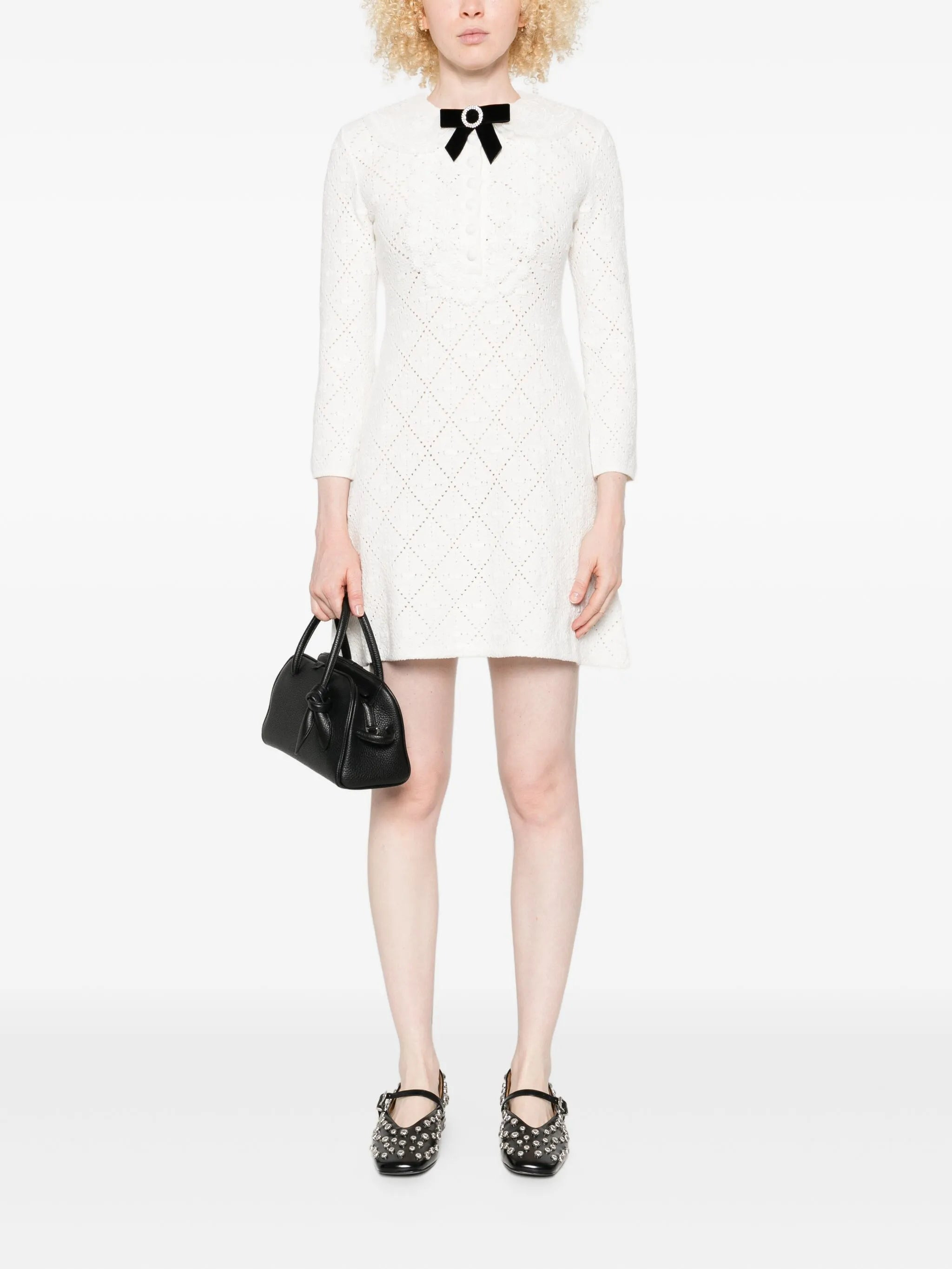 Self-portrait Bow-embellished Mini Dress - 2