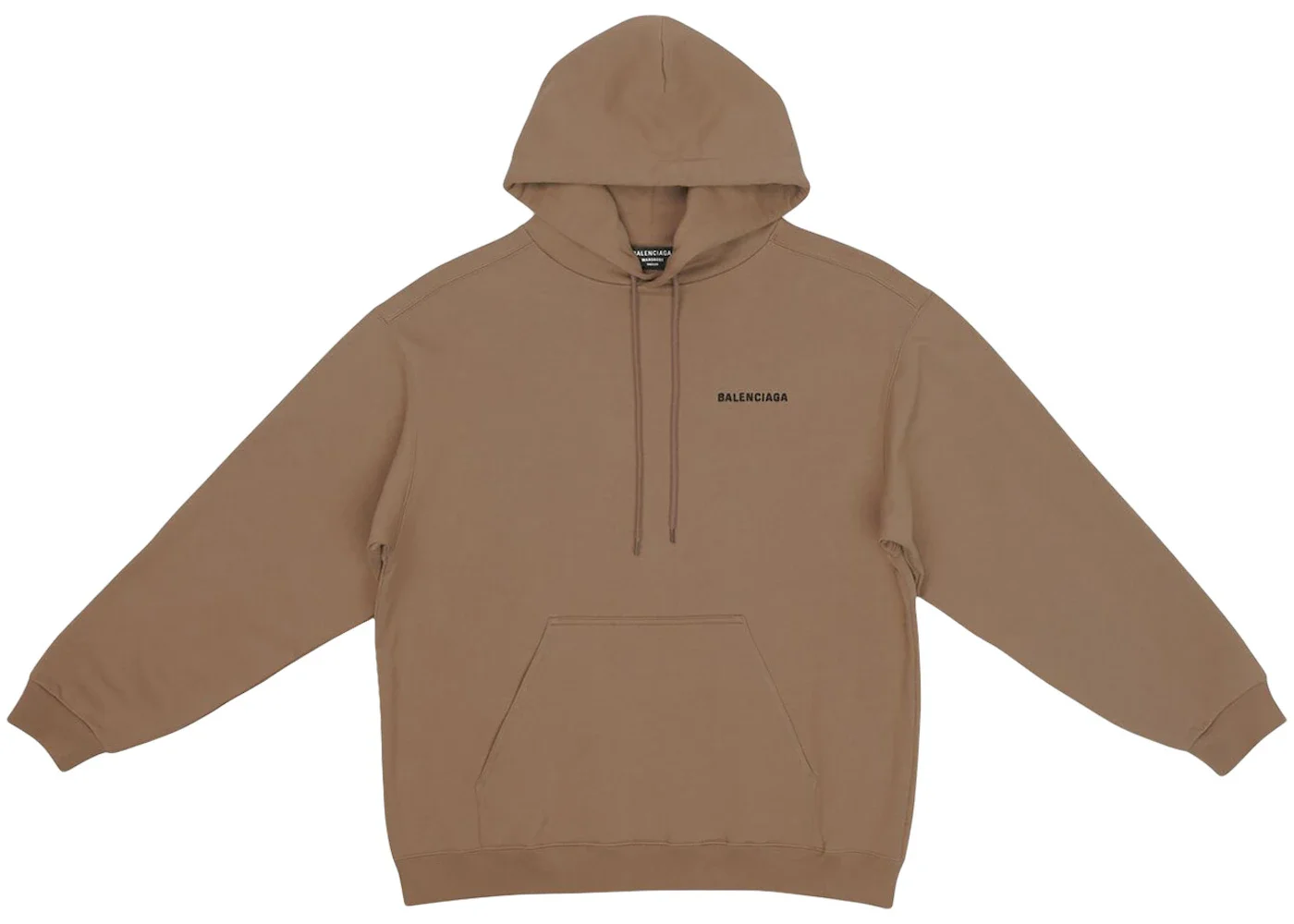 Balenciaga Back Logo Regular Fit Hoodie Dark Beige/Black - 1