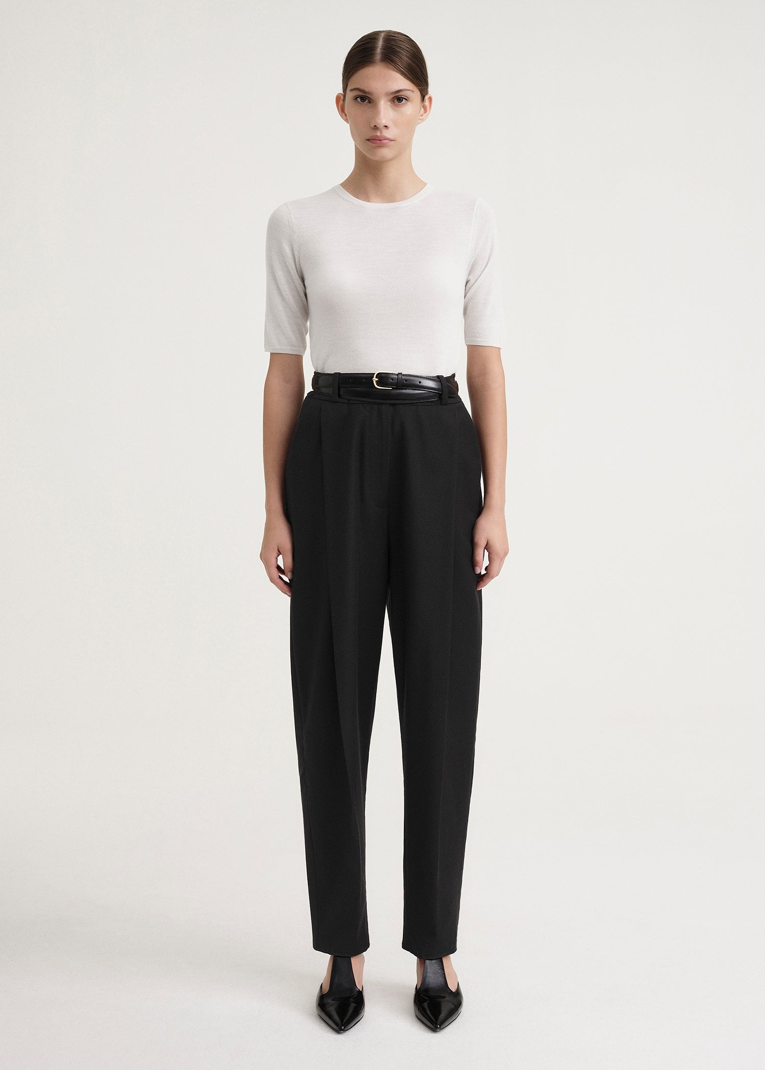Deep pleat wool trousers black - 2