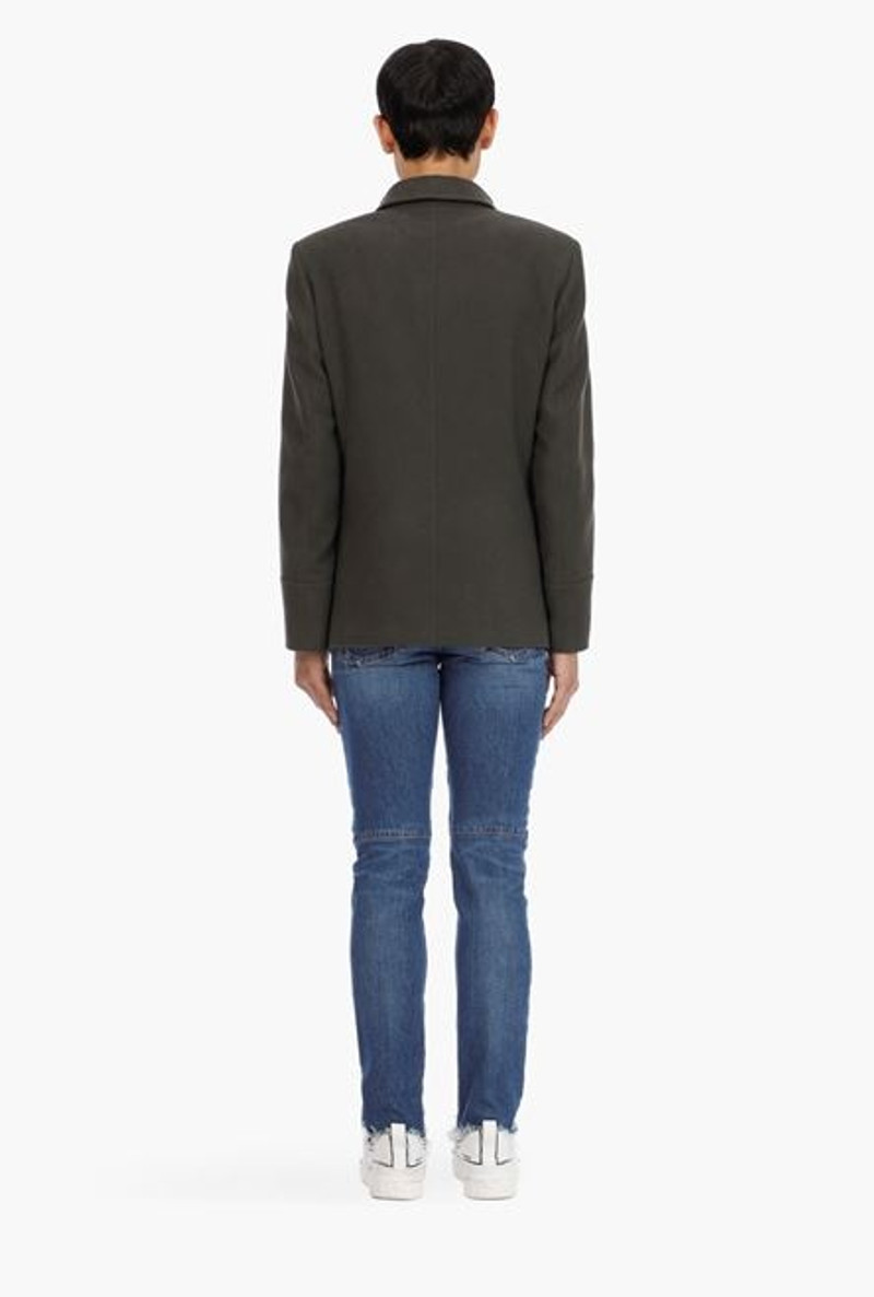 Balmain Khaki cotton pea coat with double-breasted silver-tone buttoned fastening outlook