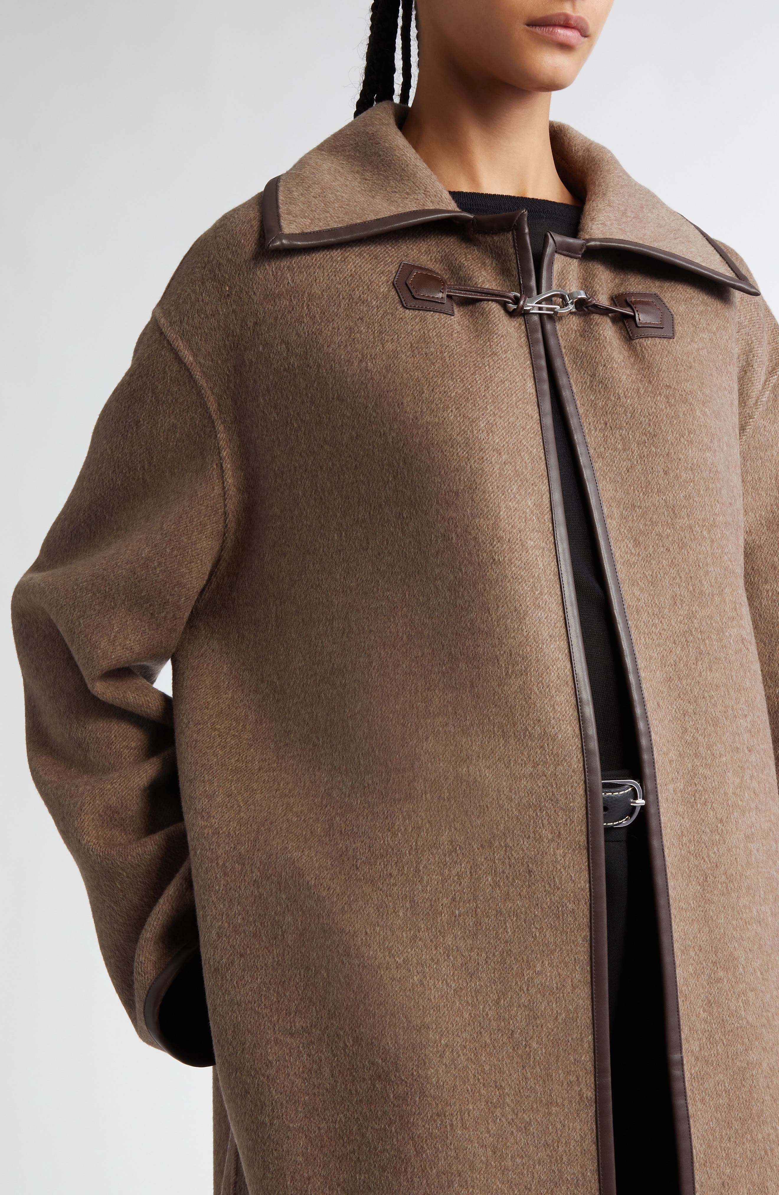 TOTEME Double Clasp Wool Coat in Oak Melange at Nordstrom - 4