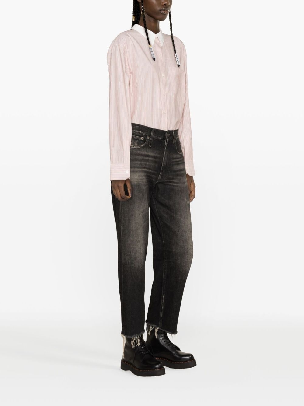 distressed straight-leg jeans - 3
