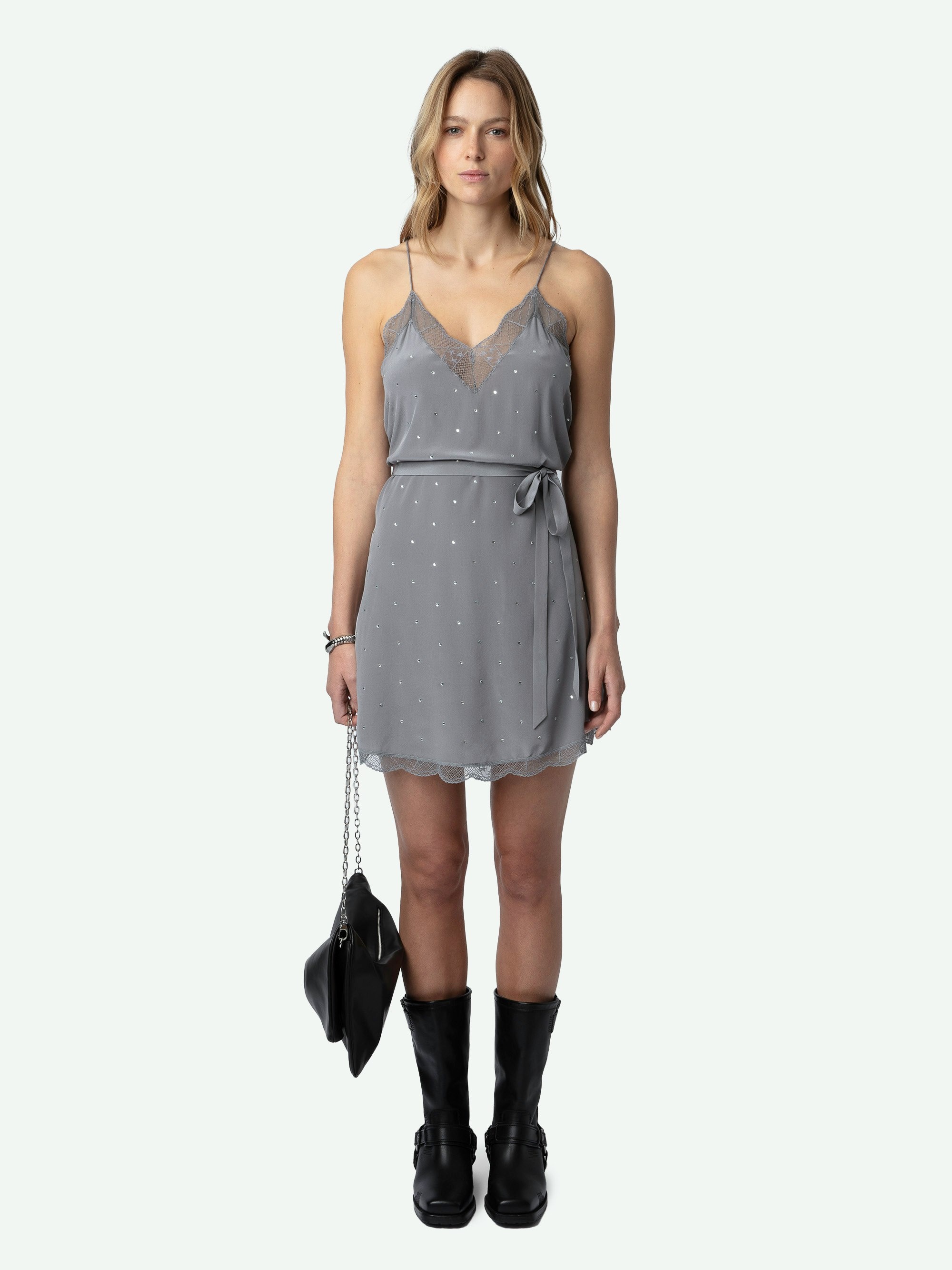 Ristyz Diamante Silk Dress - 5