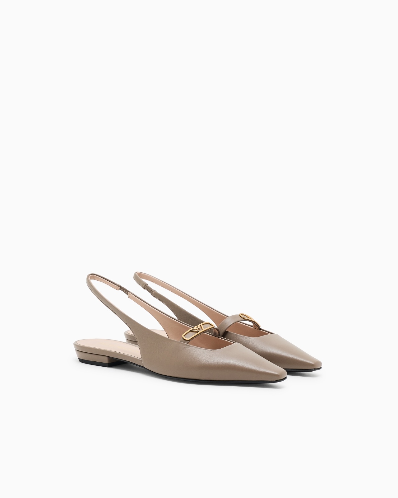 NAPPA-LEATHER SLINGBACK BALLERINAS WITH EAGLE PLATE - 2
