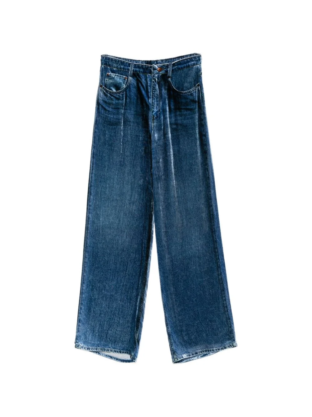 Denim print wide-leg trousers - 1
