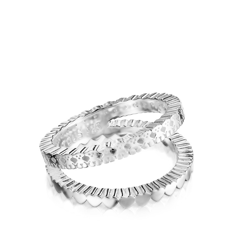 TOUS Silver TOUS Straight crossed Ring 1cm outlook