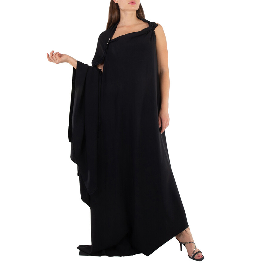 Balenciaga Ladies Black Draped Asymmetric Dress - 2