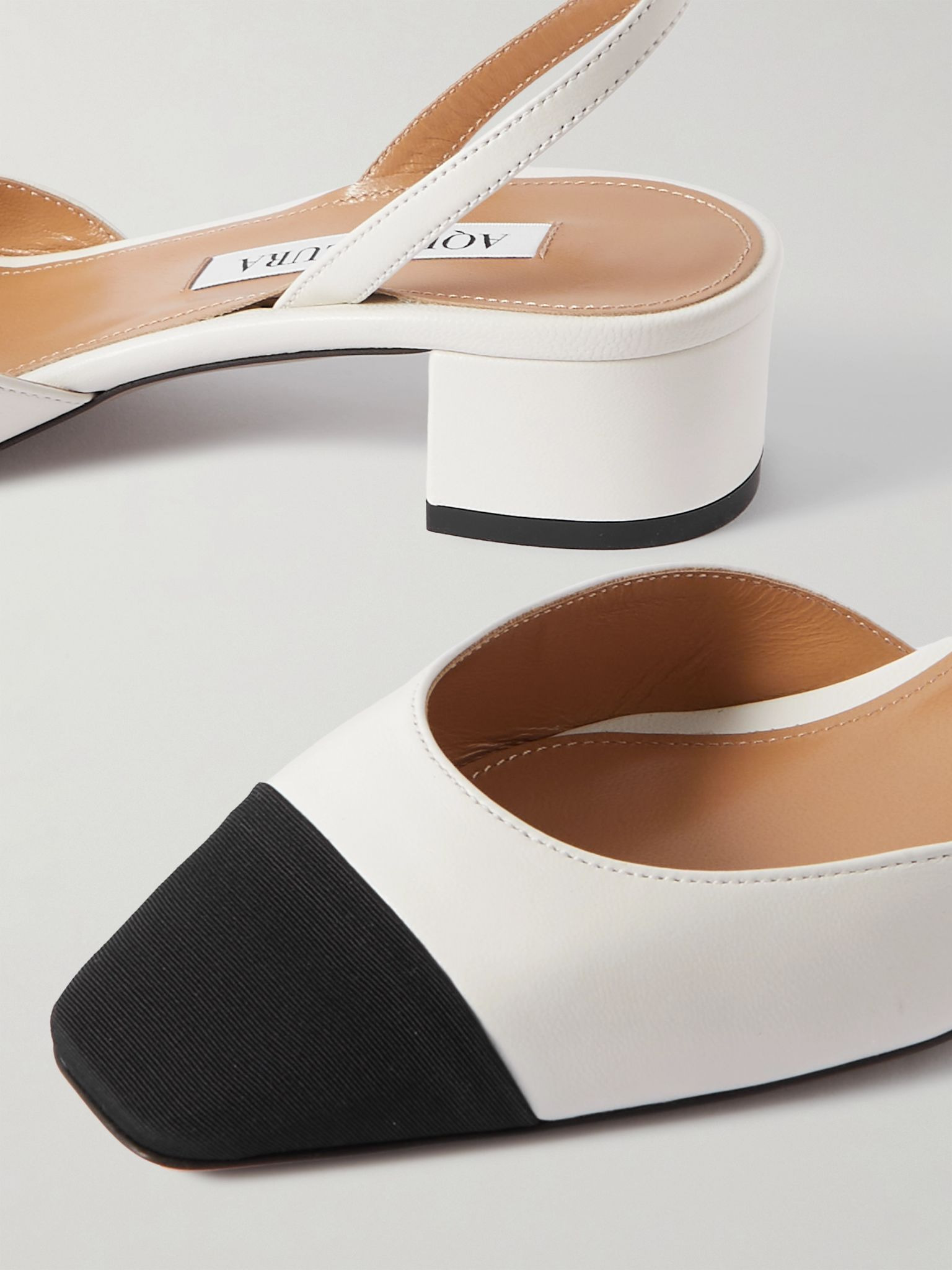 French Flirt 35 grosgrain-trimmed leather Mary Jane pumps White - 4