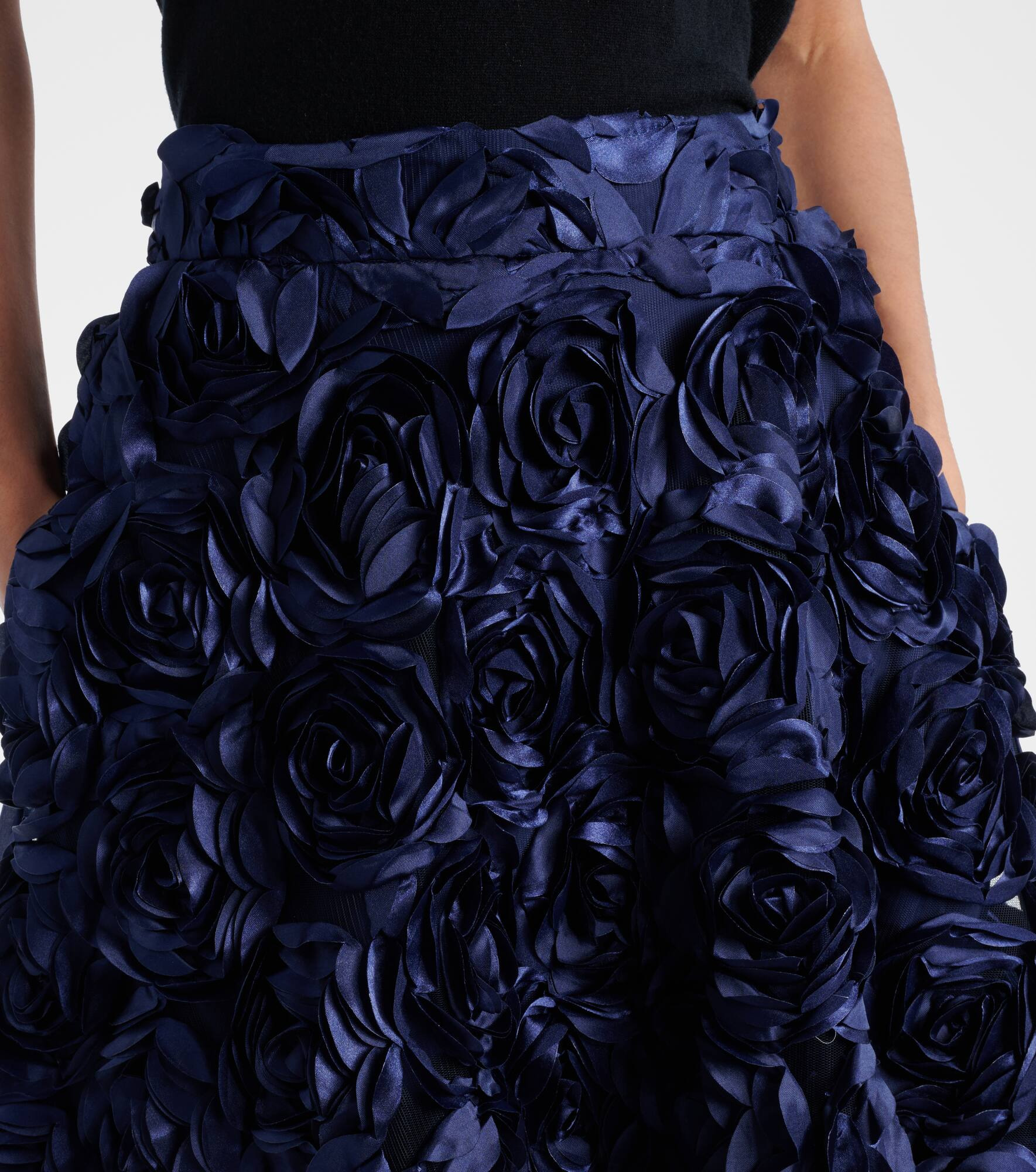 Floral-appliqué midi skirt - 4