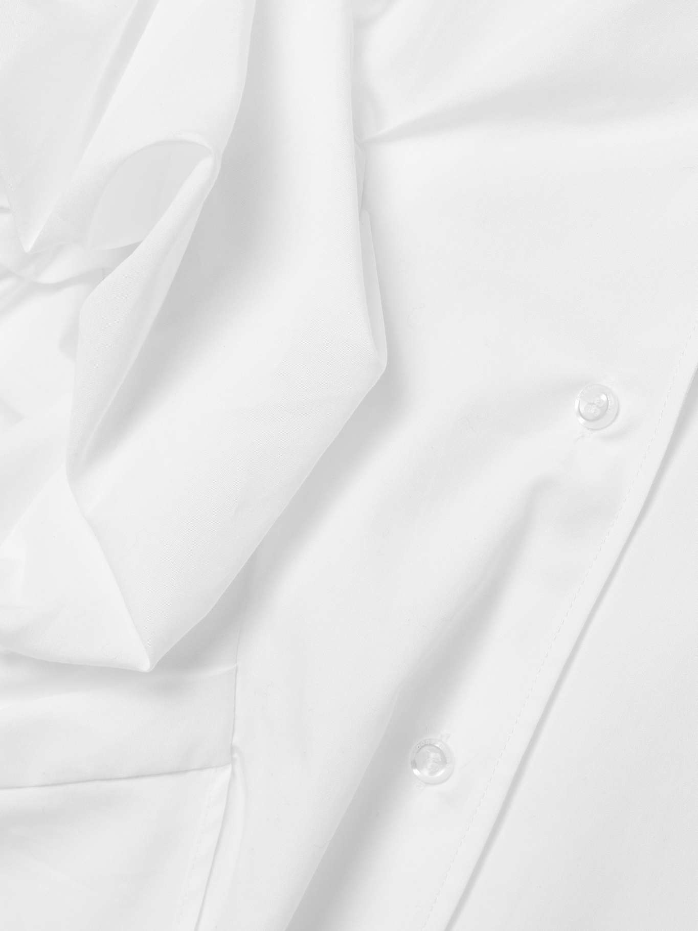 Embellished gathered cotton shirt dress White - 6