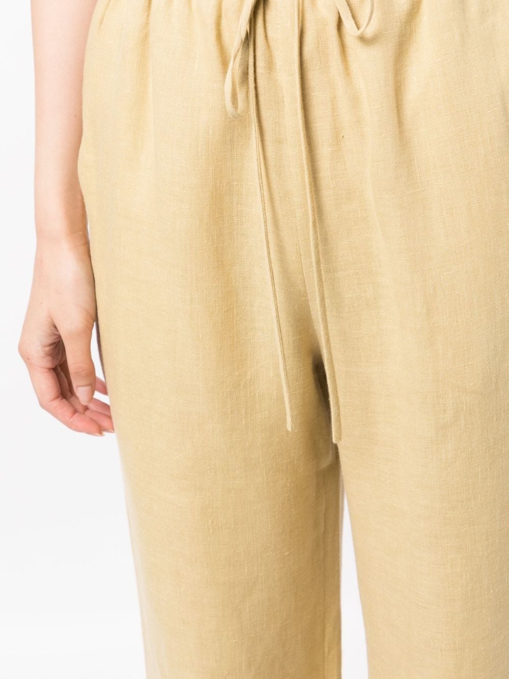 drawstring -waist linen trousers - 5