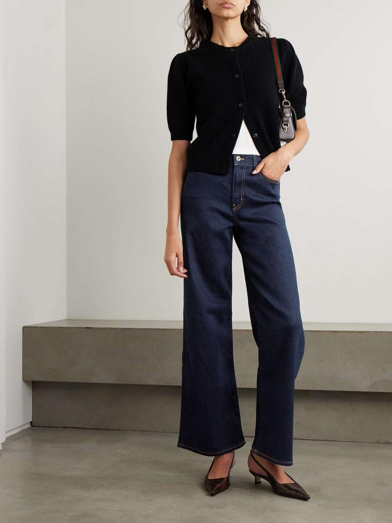 FRAME Le Slim Palazzo topstitched high-rise wide-leg jeans outlook