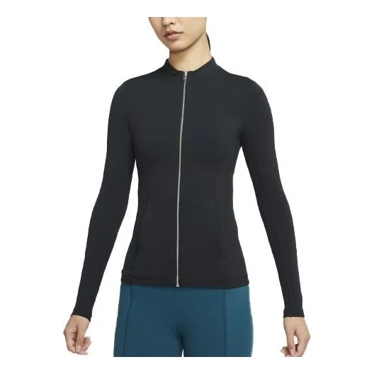 (WMNS) Nike Solid Color Slim Fit Zipper Hoodless Black Jacket DD5534-010 - 1