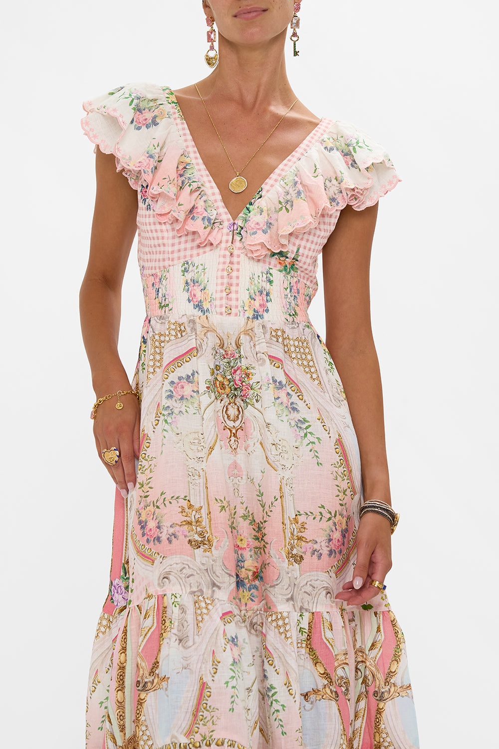 TIERED DRESS WITH NECK FRILL - 5