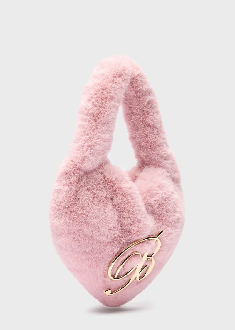 HEART BAG IN FAUX FUR WITH B MONOGRAM PIN 2