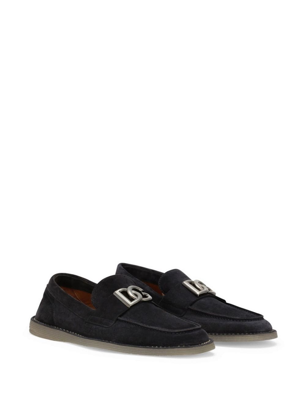 logo-lettering suede loafers - 2