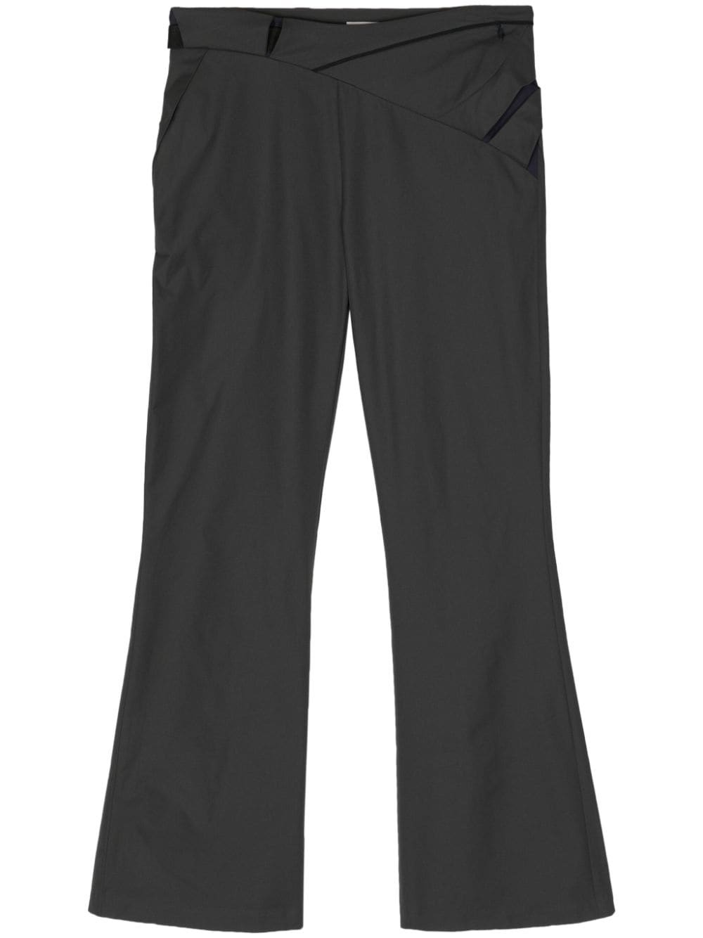 belted cropped taffeta trousers - 1