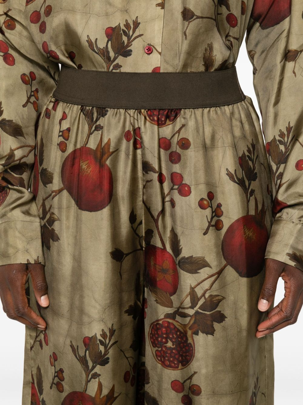 pomegranate-print elastic-waist trousers - 5