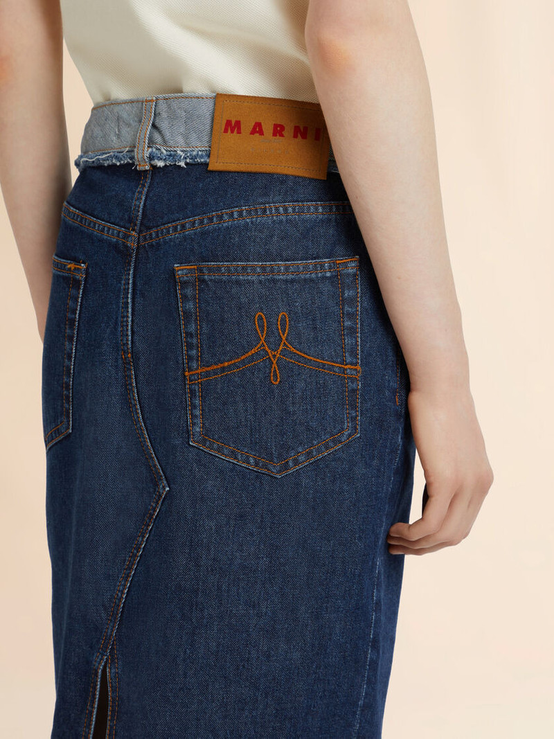 BLUE DENIM INSIDE-OUT MIDI SKIRT 4