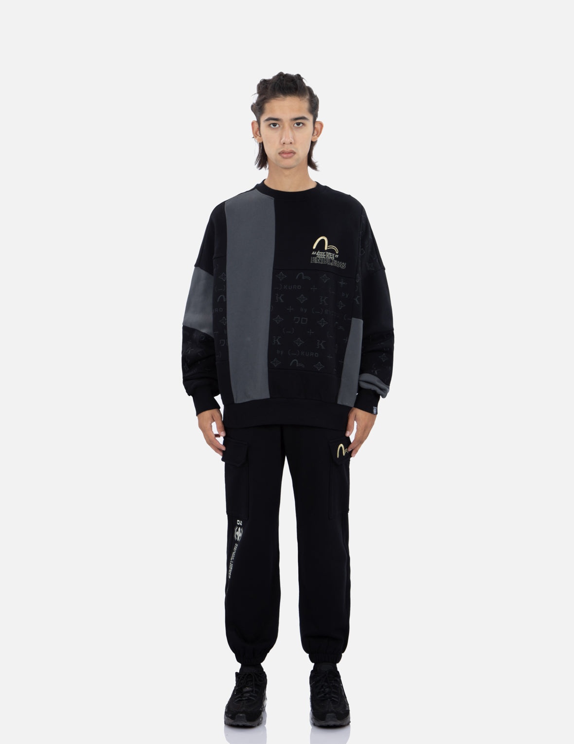 Brush Effect Logo Embroidery Cargo Sweatpants - 6