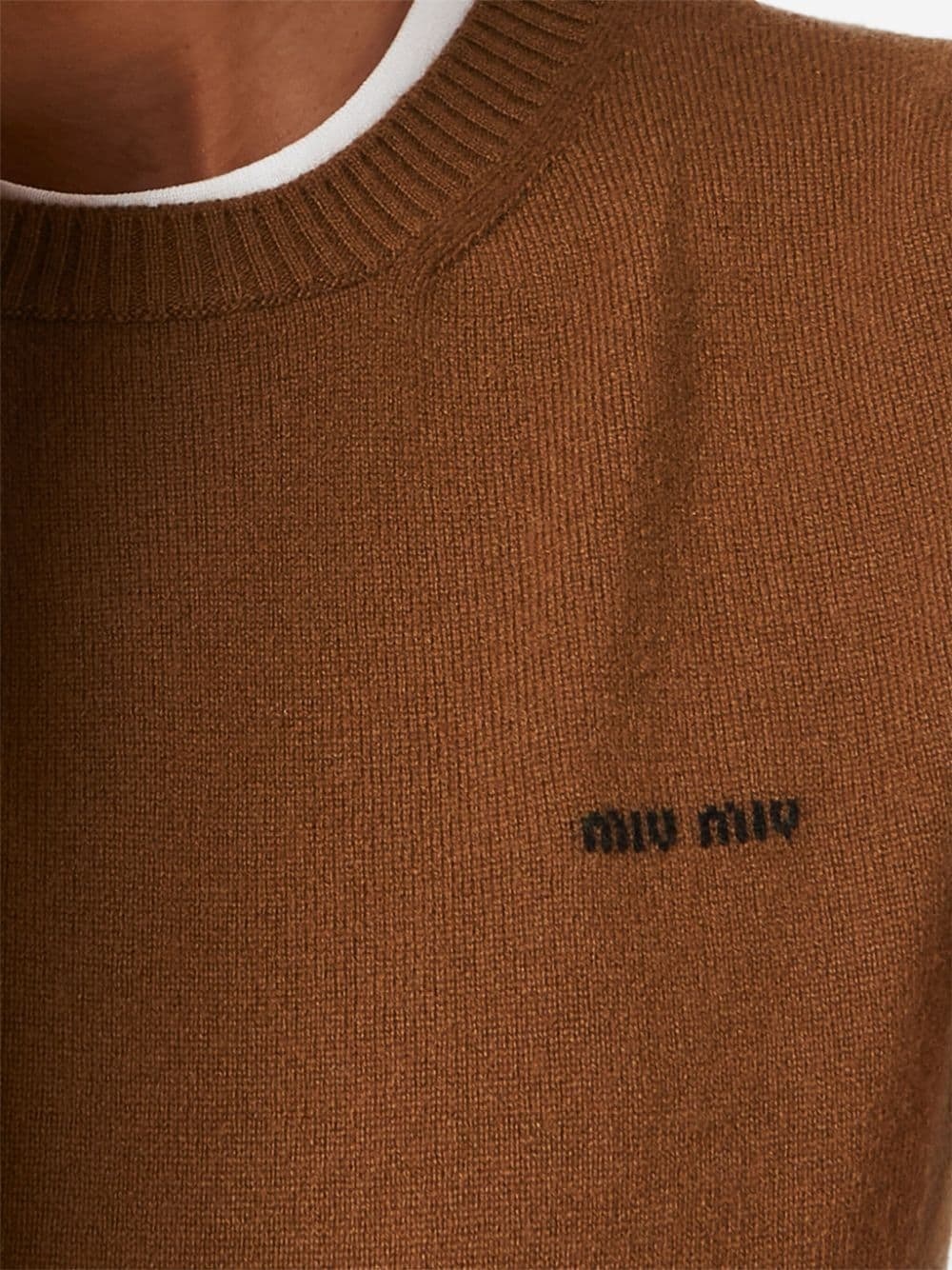 logo-intarsia cashmere top - 3