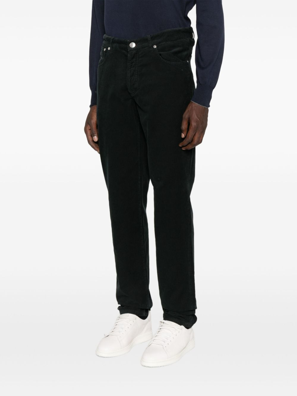 logo-embroidery corduroy trousers - 3