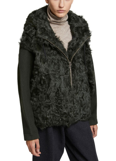 Yves Salomon Curly lambswool and knitted hooded jacket outlook