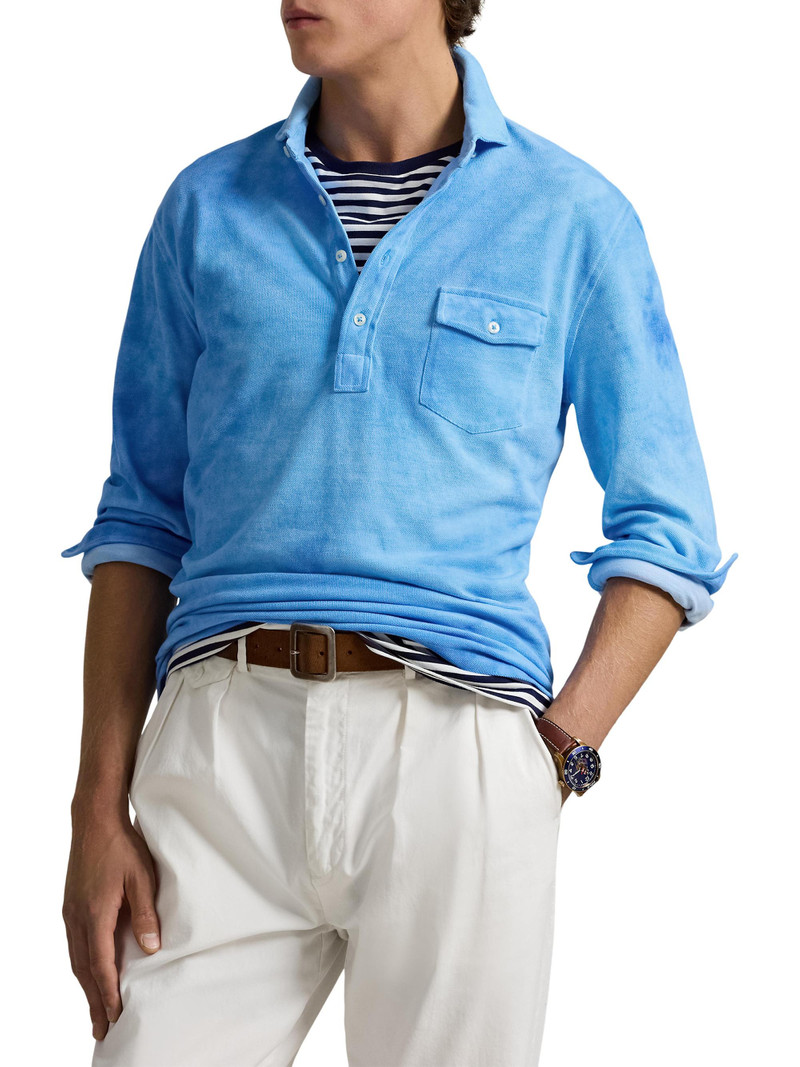 Men's Garment-Dyed Mesh Polo Shirt - Sky Blue 3