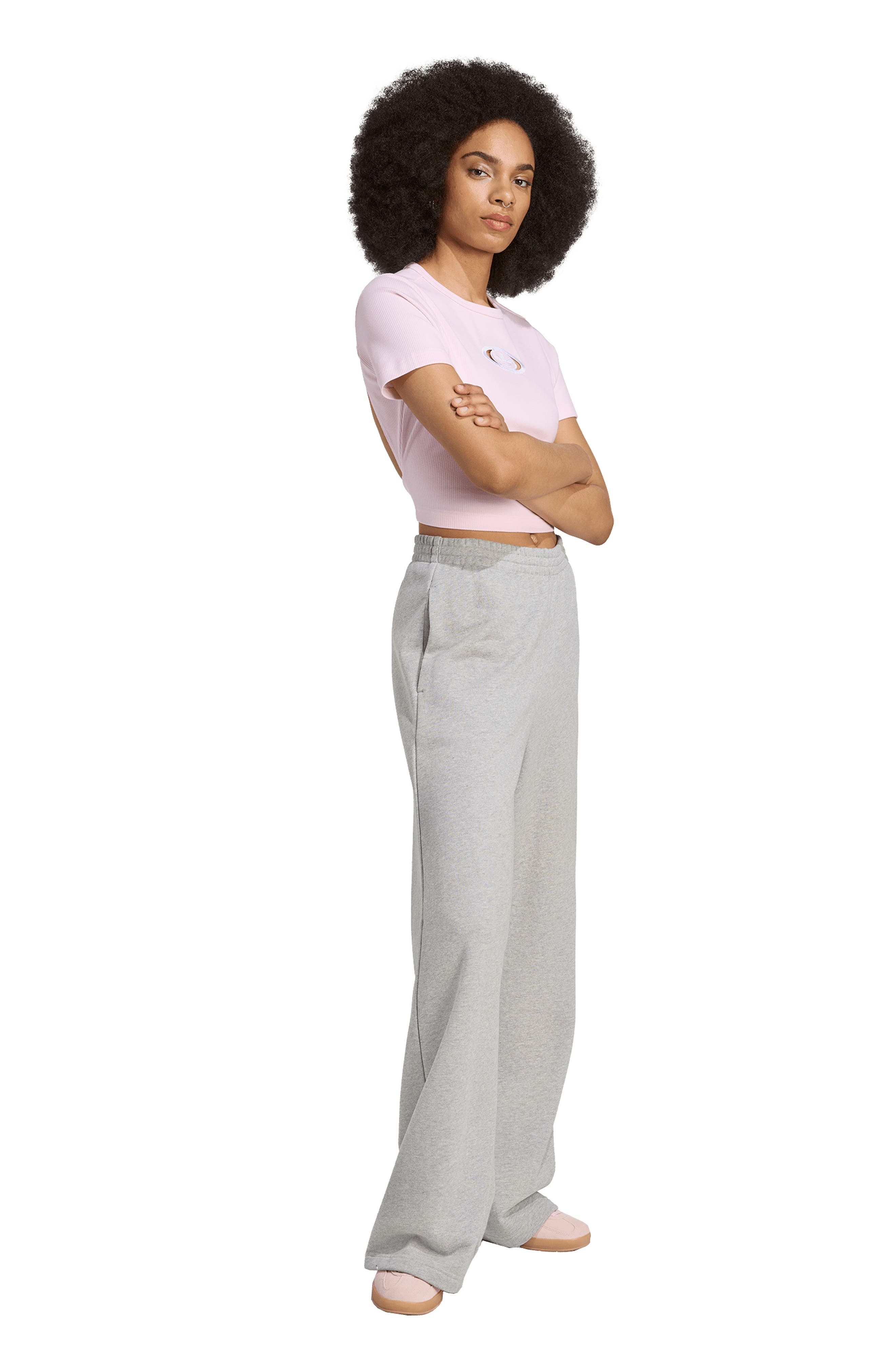 adidas Campus 2000 Back Cutout Rib Crop T-Shirt in Clear Pink at Nordstrom - 5