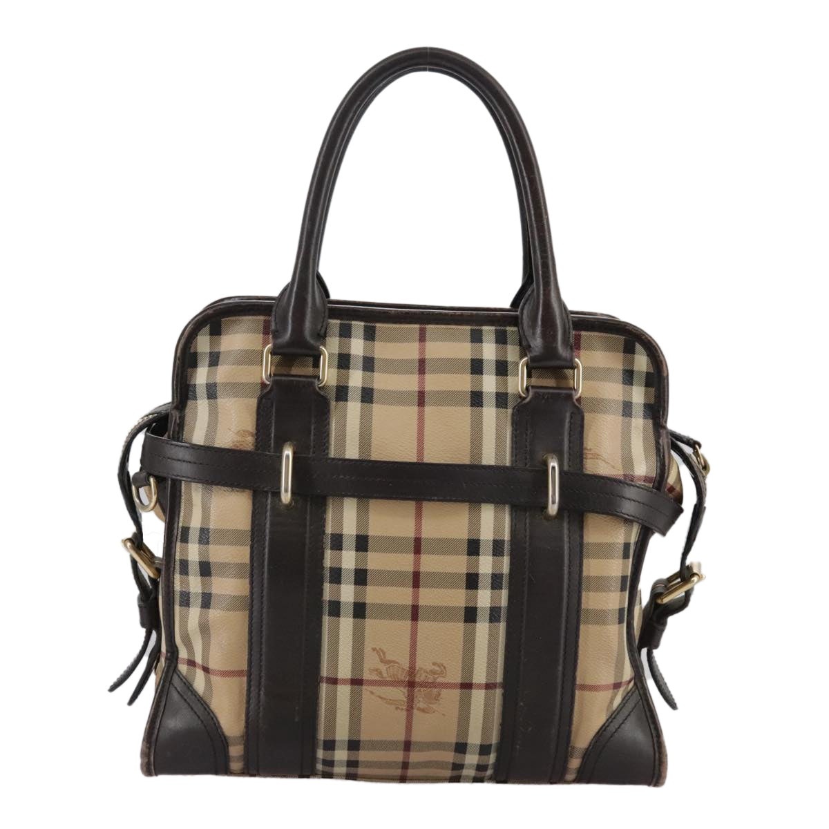 Burberry Nova Check Hand Bag Pvc Leather Beige - 2