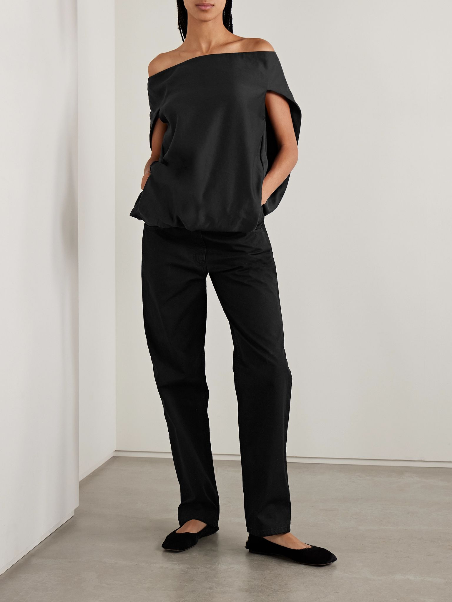 Pallenberg off-the-shoulder wool-blend top Black - 2
