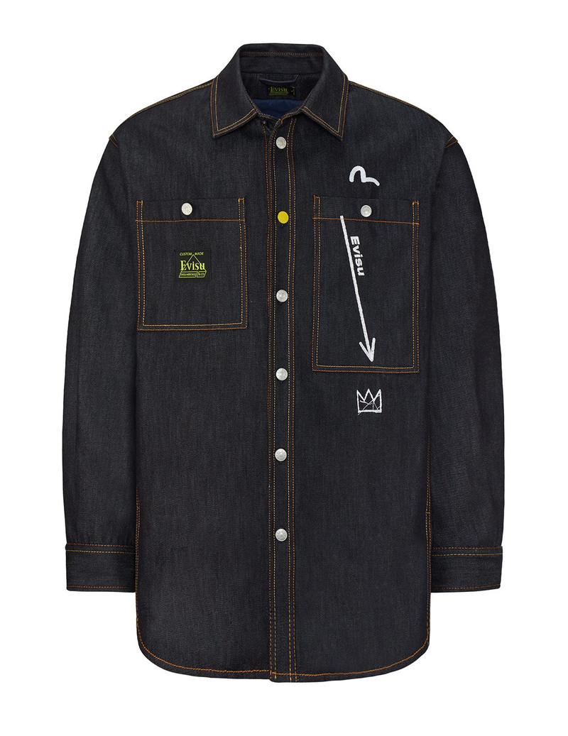 EVISU x Jean Michel Basquiat "Untitled" Denim Shirt Jacket 1