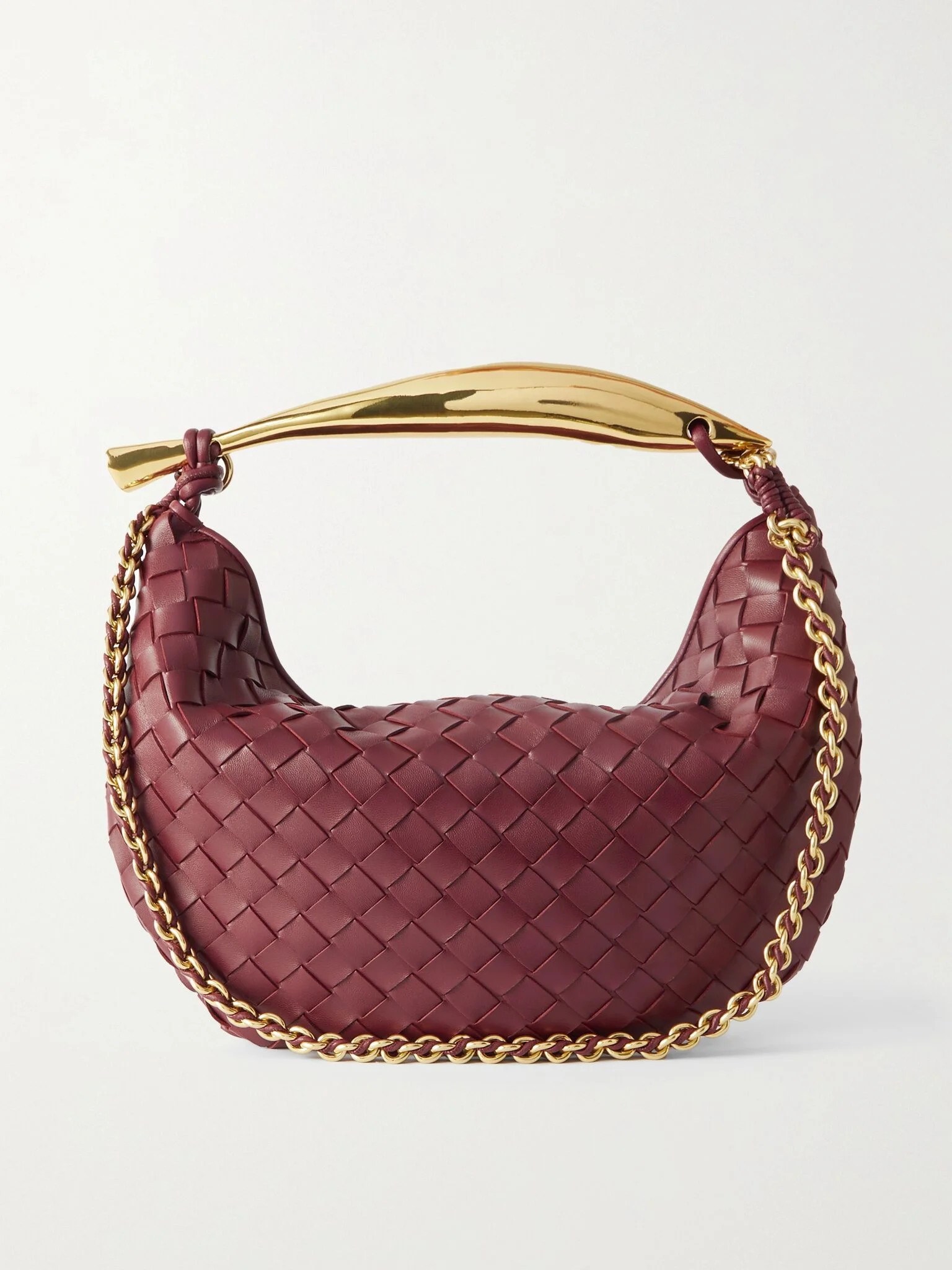 Sardine With Chain small intrecciato leather shoulder bag Burgundy - 1